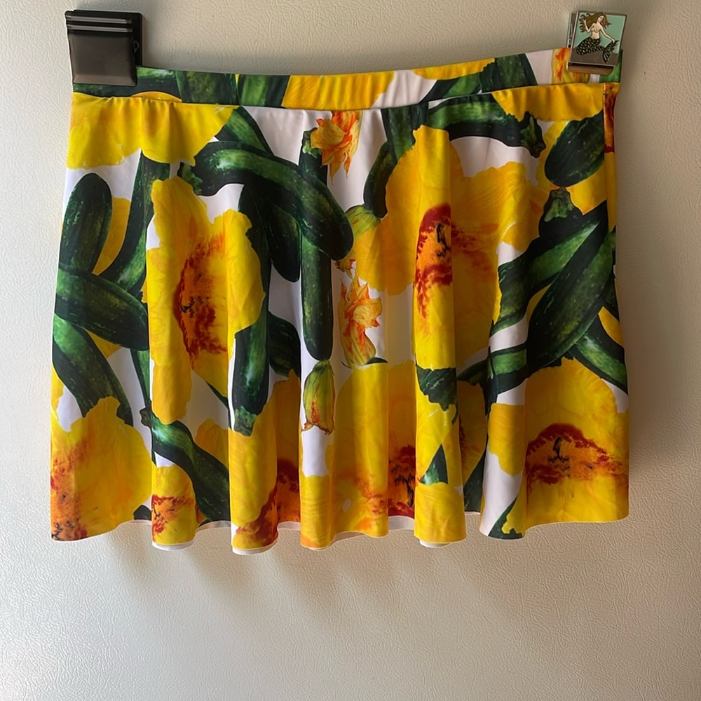 Shein Bathing Suit Coverup Skirt Daffodil Print Vacation Ready